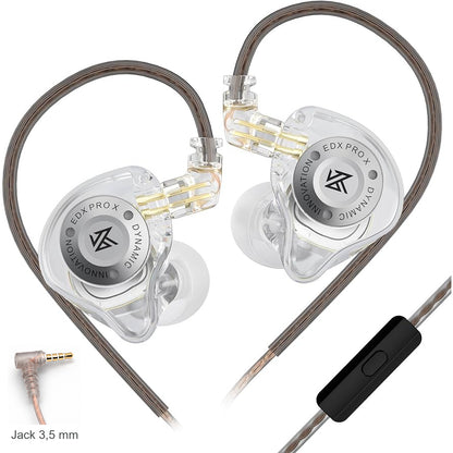KZ EDX Pro X, blanco: foto original sobre fondo blanco con detalle real del conector jack de 3,5 mm.